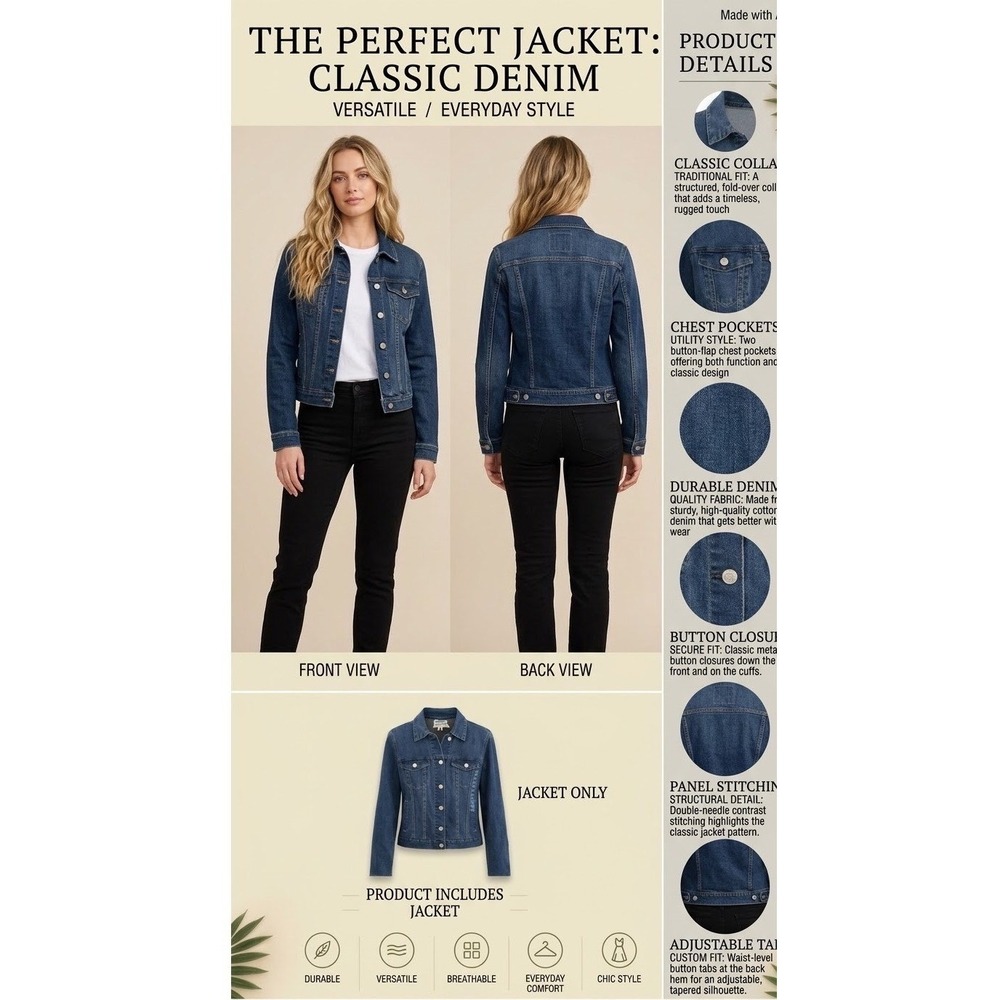 Seven7 Premium Brand Paddington Denim Jacket Medium Wash
